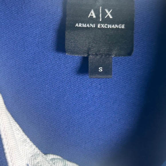 AX Armani Exchange Mens Blue Polo Shirt Short Sleeve Embroidered Logo Size S - Picture 8 of 8